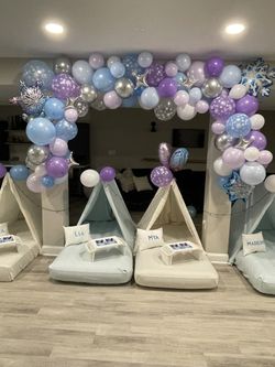 6 Blue Party Tents With Air Mattresses