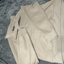 Large Beige Quarter-Zip Jacket 