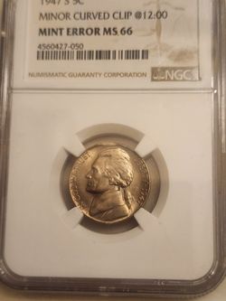 1947 S Error Nickel MS 66 HIGH GRADE. 