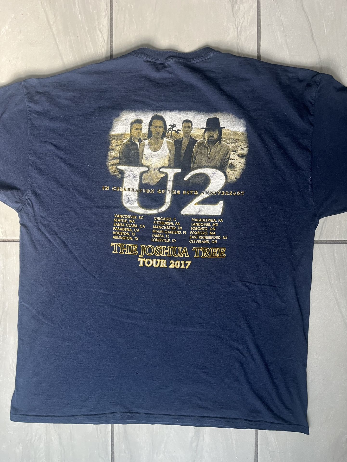 U2 Tour Shirt Navy Size 2XL Good Condition Joshua Tree 2017 Tour