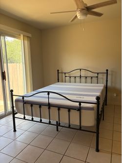 Queen Metal Bed Frame + Queen Mattress