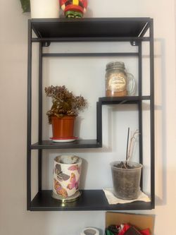 Black Metal Wall-Mounted Display Shelf