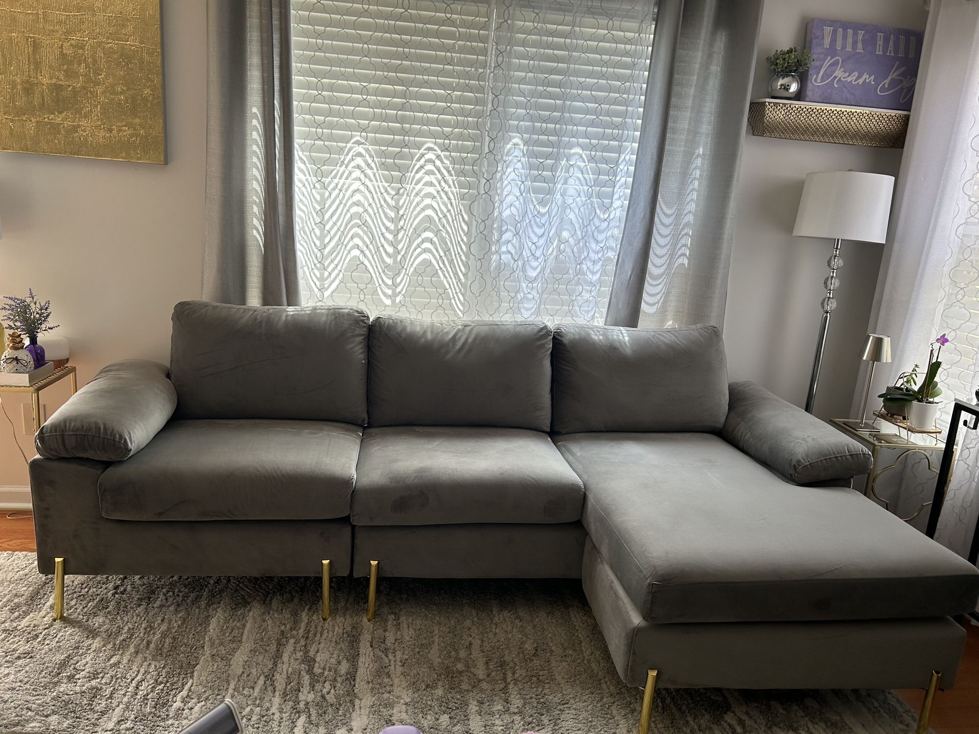 Grey sued Living Room Sectional Couch Sofa