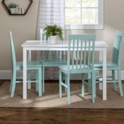 Modern White and Green 5 Piece Dining Set (Brand New In A Box)