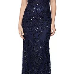 Navy Blue Sequined Dress Size 2 Betsy And Adams 