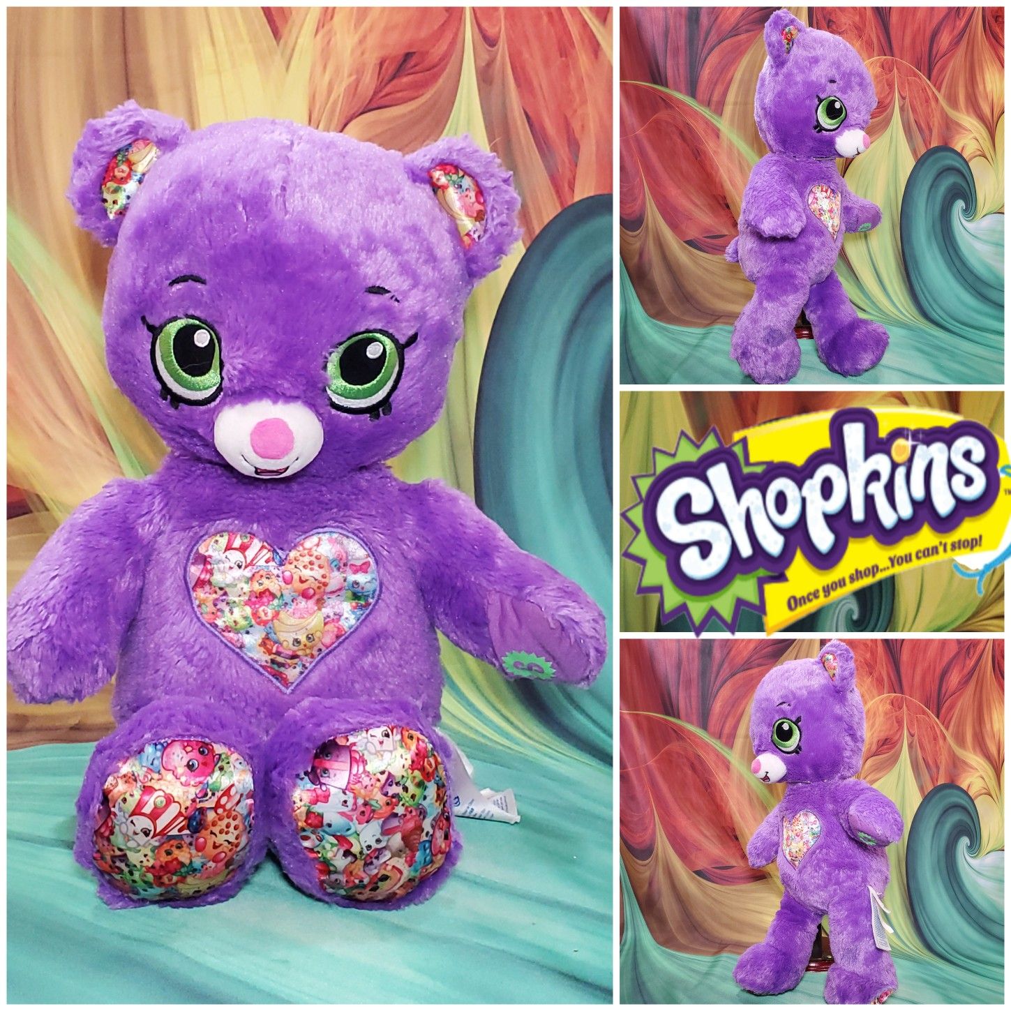 16" Build A Bear Purple Shopkins Teddy Plush Limited Edition BABW Stuffed Toy
