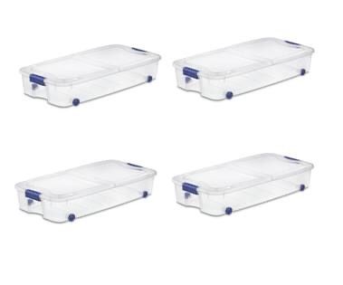 4 of Sterilite 66 Quart Stadium Blue Ultra Storage Box