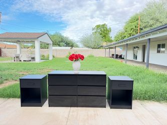 Black dresser + nightstands