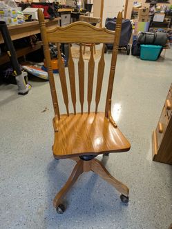 Solid Oak Rolling Desk Chair