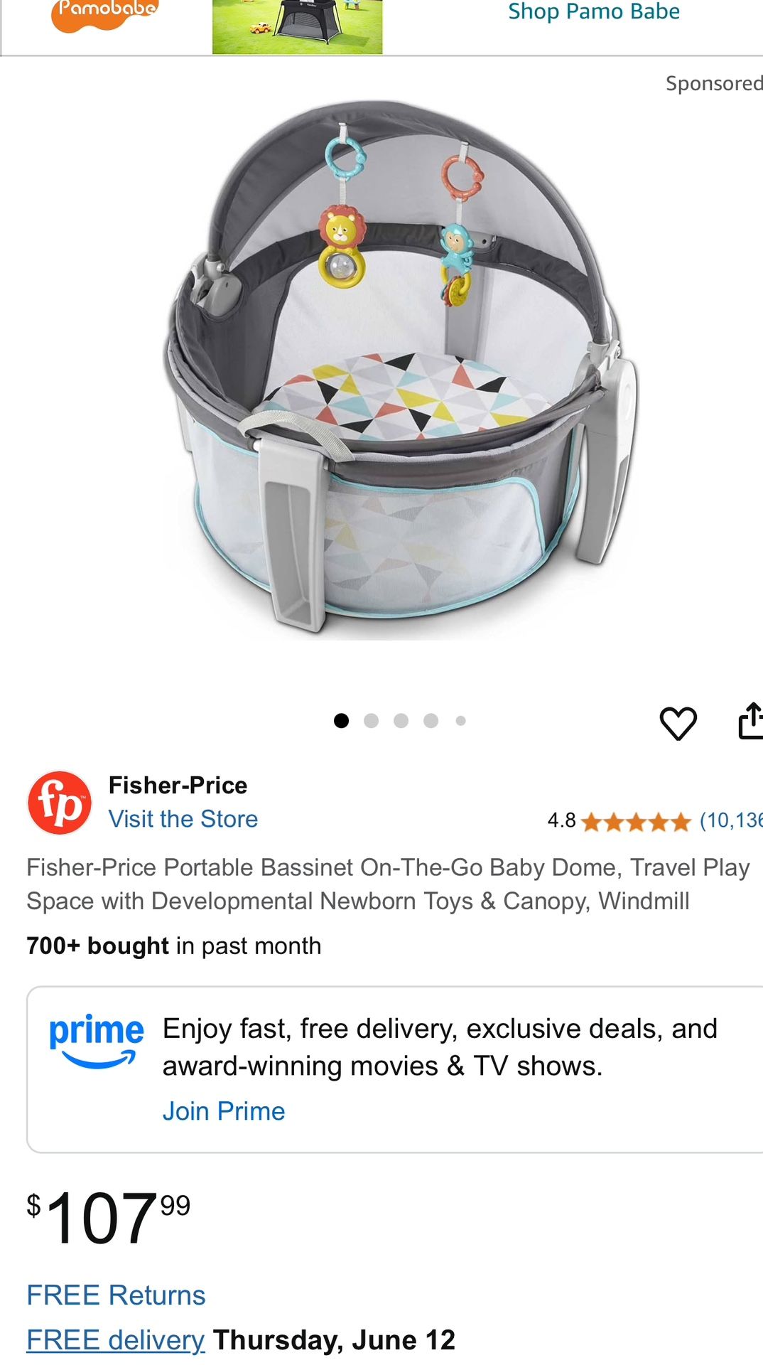 Fisher price On The Go Baby Dome Basset