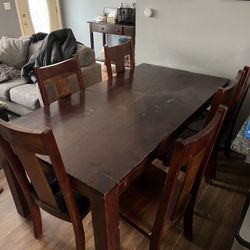 Solid Wood Dining Table And Chairs 