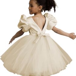 Girls Champagne Flower Girl Dress