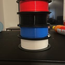 Four Roles Of PLA Filament (Red, Blue, White, Black)