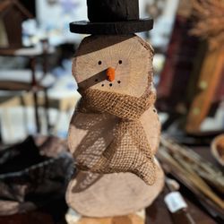 Hand Made Log Snowman