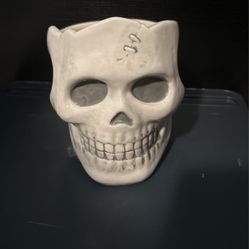 Ceramic Skull Candle Holder