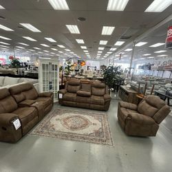 SOFA W  DROP DOWN DRINK HOLDER  LOVESEAT + CHAIR BOTH W GLIDER SEATS ) ALL MANUAL RECLINER!!! 4COLORS !!