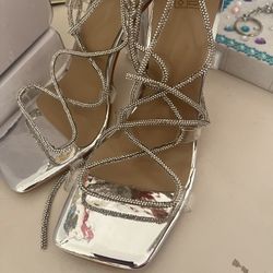 Wrap Around Silver Heels 