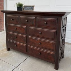 Beautiful Dark Brown 9-Drawer SOLID WOOD Large Dresser