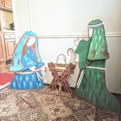 3 FT. TALL "3" PIECE NATIVITY SCENE W/ LAWN STAKES 
