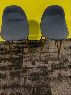 Navy Blue Barstool Set (2) with Footrest 24.5" and Counter Height