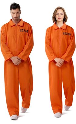 Spooktacular Creations Orange Prisoner Jumpsuit Costume Men, Orange Jumpsuit Women, Halloween Costumes Adult Unisex