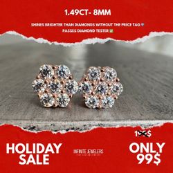 💎 1.49CT VVS 8mm Moissanite Cluster Earrings – Only few In Stock!