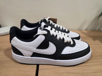 Nike Court Vision Low Next Nature - Black/White - Women's 6 - Brand New In Box