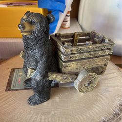 Salt And Pepper Bear Wagon Figurine