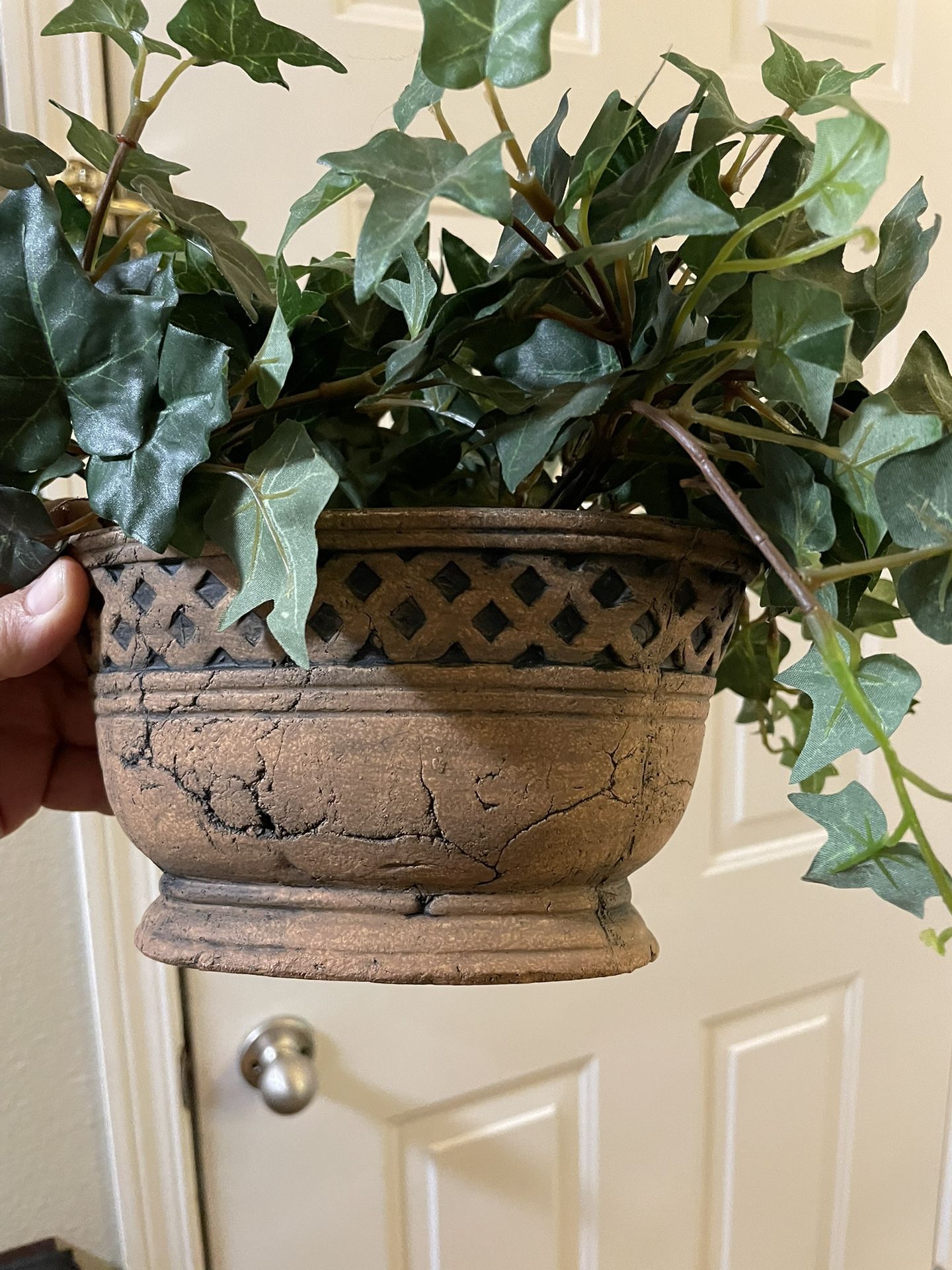 Silk Green Flower In Solid Container