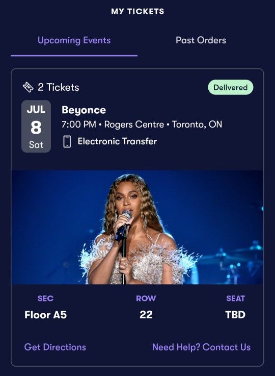 2 Floor Seats To See Beyonce