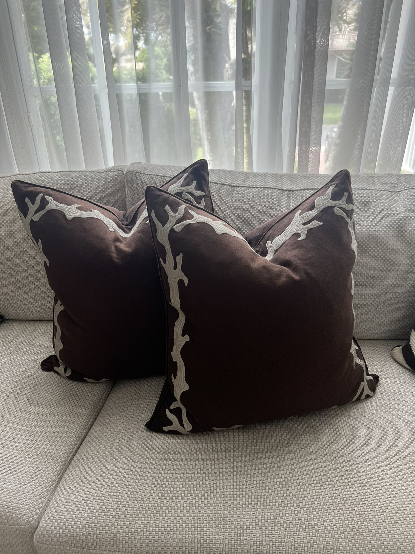 Velvet William Sonoma Pillows William Sonoma Brown Embroidered Pillow