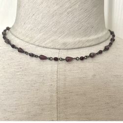 Purple Beaded Dainty Necklace 