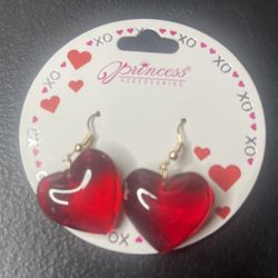 Red Hearts  Dangling Earrings