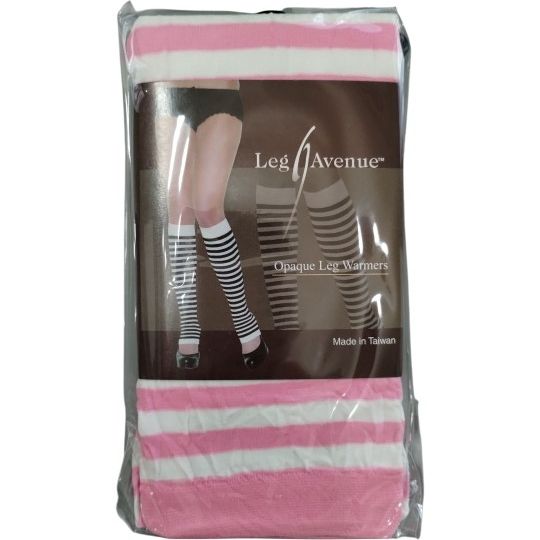 Stripe Coquette Leg Warmers Pink New Women's Leg Avenue Halloween Costume