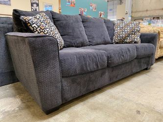 ASHLEY Dark Grey 3-Seat Sofa w/ Decorative Pillows