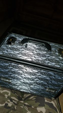 Black lace covered makeup case