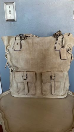 Creative Memories Large Cream Leather Tote Bag