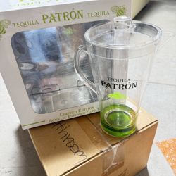 Brand new Patron Transparent Plastic Beverage Pitcher with Lid 