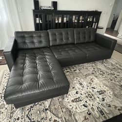 IKEA Morabo Leather Sectional Sofa Couch With Chaise and Ottoman