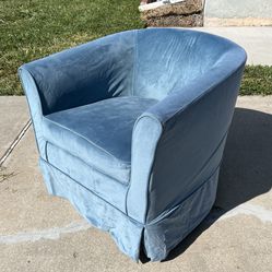 Modern Contemporary Blue Velvety Swivel Armchair Club Chair 