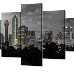 Dallas Skyline Canvas Wall Art (Black And White)