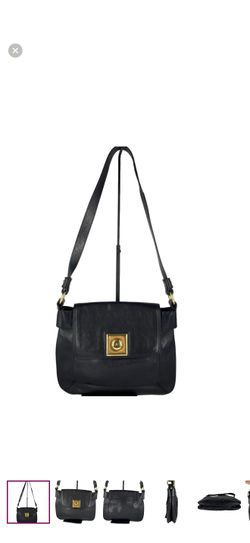 Banana Republic Black Leather Crossbody Bag with Gold Accents