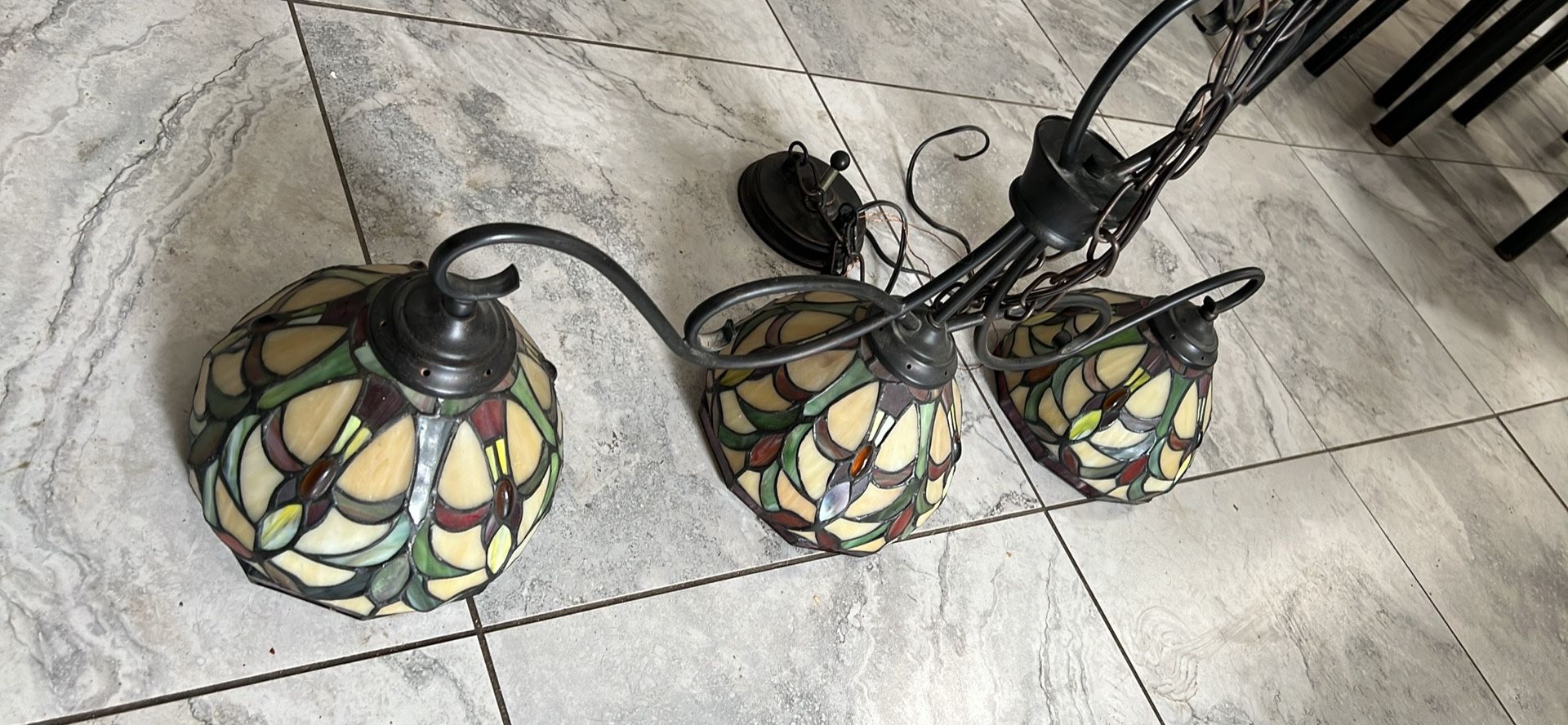 Stained Glass Triple Lamp