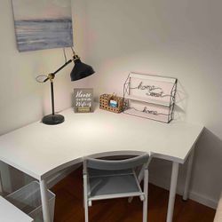 LIKE NEW White Corner Table Corner Desk For Home Office Study Room
