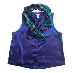 Nordstrom Silky Purple vest with Decorative Scarf XL