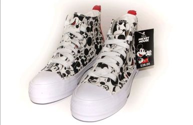 Disney Women's Mickey Mouse High-Top Lace-Up Sneakers, Size 7, Medium Width