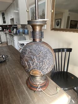 Vintage Bronze Lamp Asian 