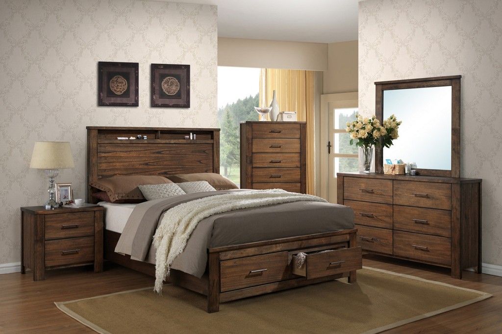 Brand New Rustic Brown Queen Storage Bedframe