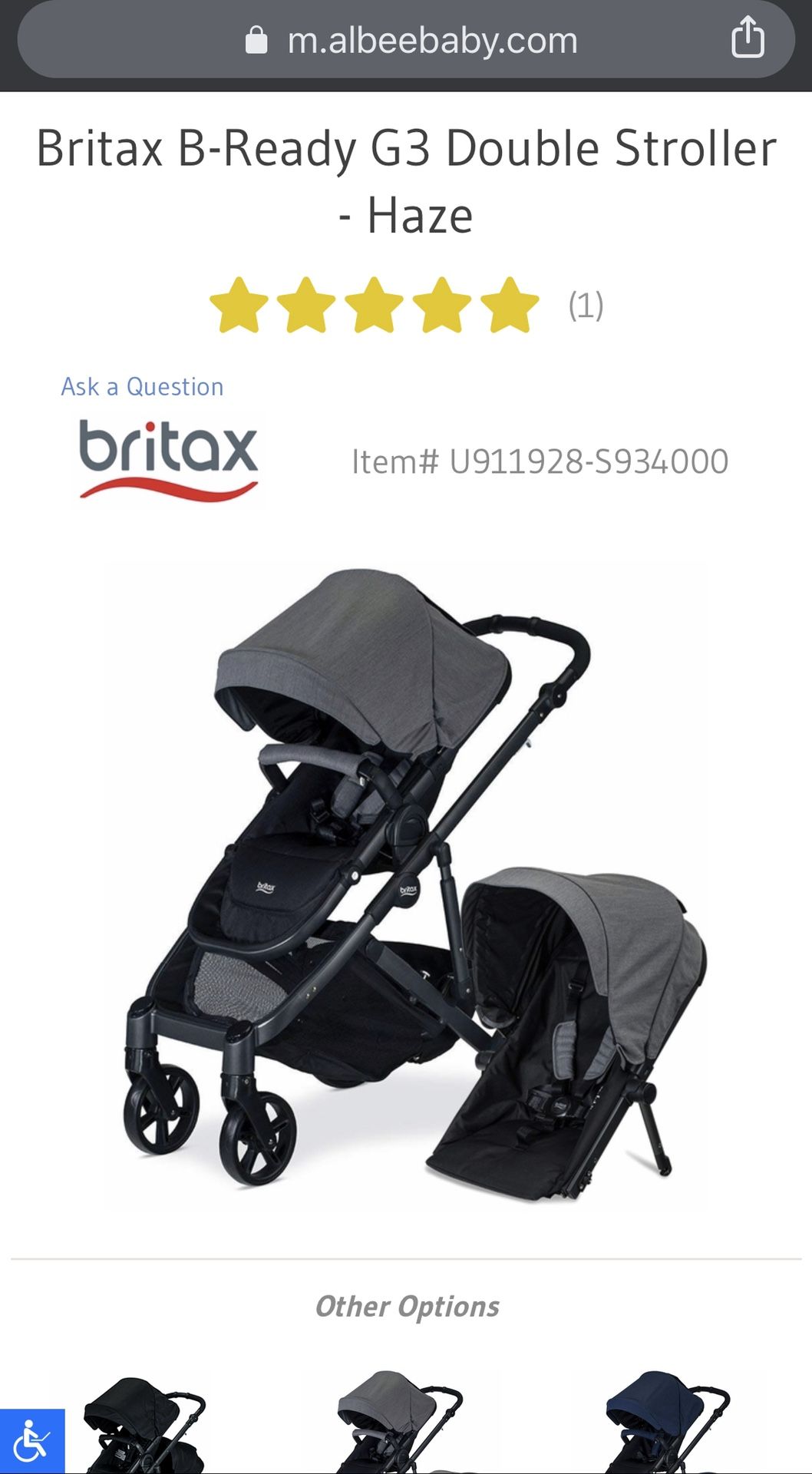 Britax B Ready G3 Double Stroller