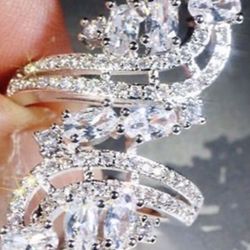 *NEW ARRIVAL* Stunning White Sapphire Cocktail Wedding Ring SZ 6/8/9/ 10 *See other 800 items*